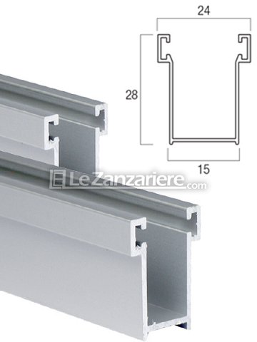 Le Zanzariere Coppia di guide A14 con spazzolino - 15 x 28 mm