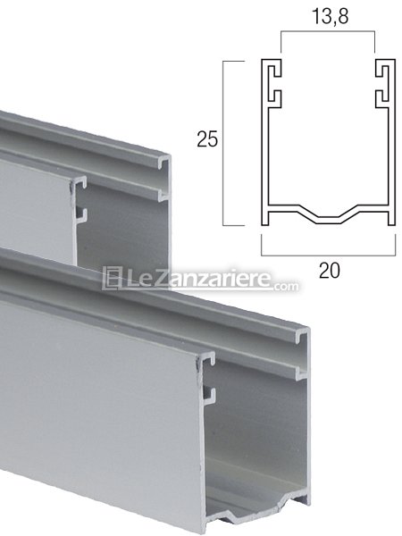 Coppia di guide A25 con spazzolino - 25 x 20 mm