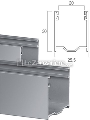 Le Zanzariere Coppia di guide A27 con spazzolino - 25,5 x 30 mm