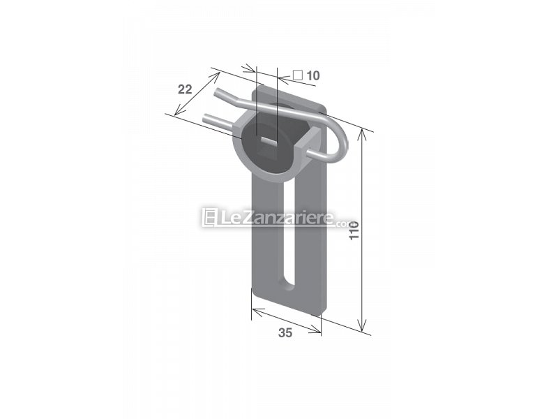 Supporto verticale asolato con sblocco - quadro 10 mm